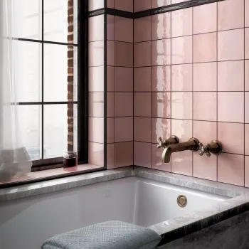 Village Rose Gold Wall Tiles 132x132 Bathroom Roomset