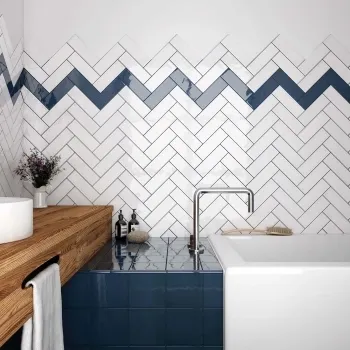 Village White Wall Tiles 65x200 Bathroom Roomset