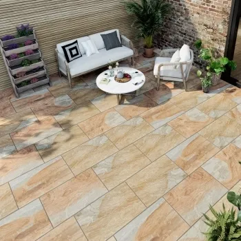 York Stone Effect Matt Anti-Slip Porcelain Outdoor Slab Tile