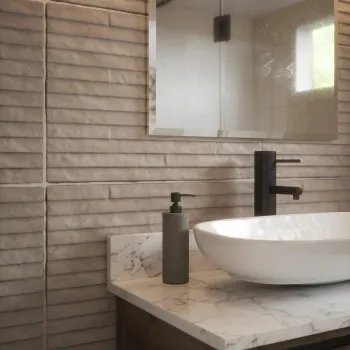 Yosemite Ivory Split Face Wall Tiles Bathroom Roomset