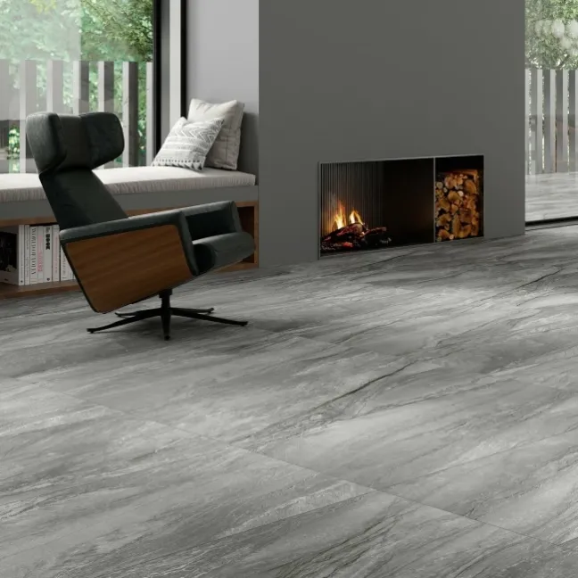 Roca Platinum Grey Stone Effect Porcelain Wall and Floor Tile 