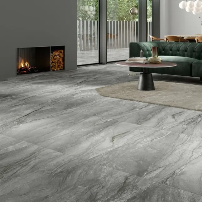 Roca Platinum Grey Stone Effect Porcelain Wall and Floor Tile 