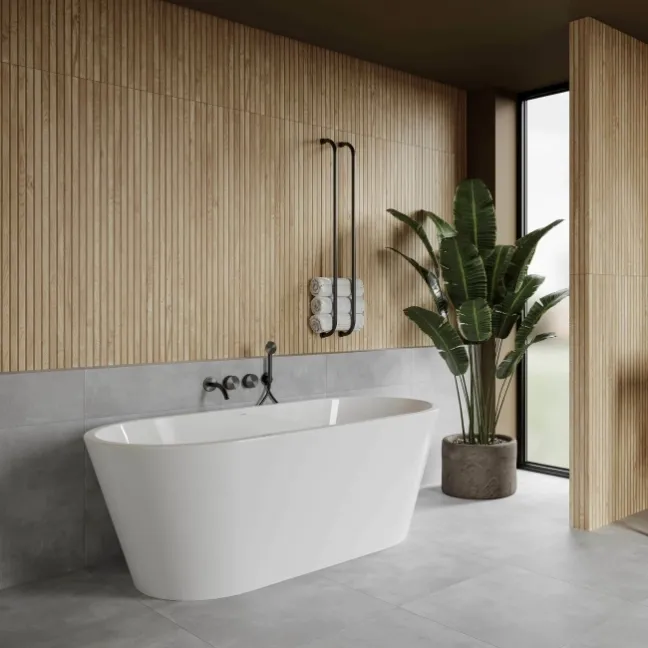 Bandwood Light Oak Slatted Wood Effect Matt Ceramic Wall Tile