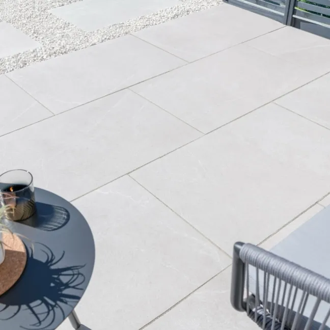 Bellevue Ivory Stone Effect Large Outdoor Porcelain Slab Tile