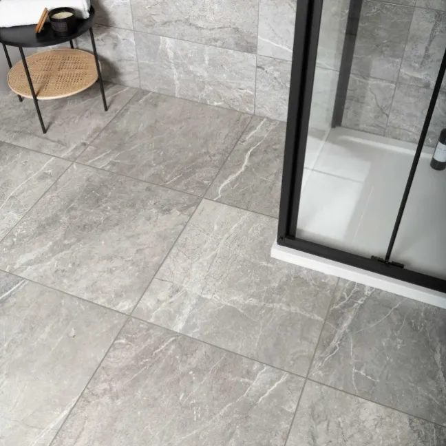 Bernini Grey Gloss Marble Effect Floor Tile