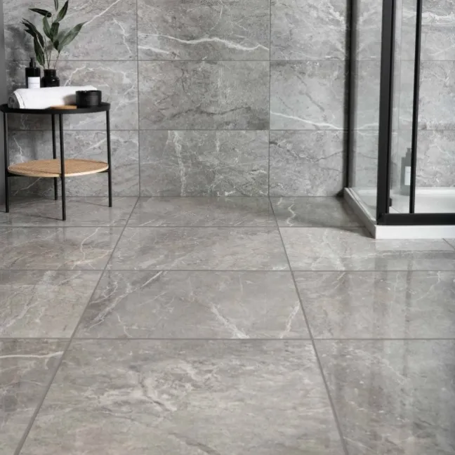 Bernini Grey Gloss Marble Effect Floor Tile
