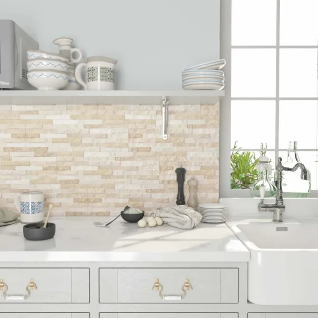 Brickstone Beige Matt Split Face Effect Porcelain Wall Tile