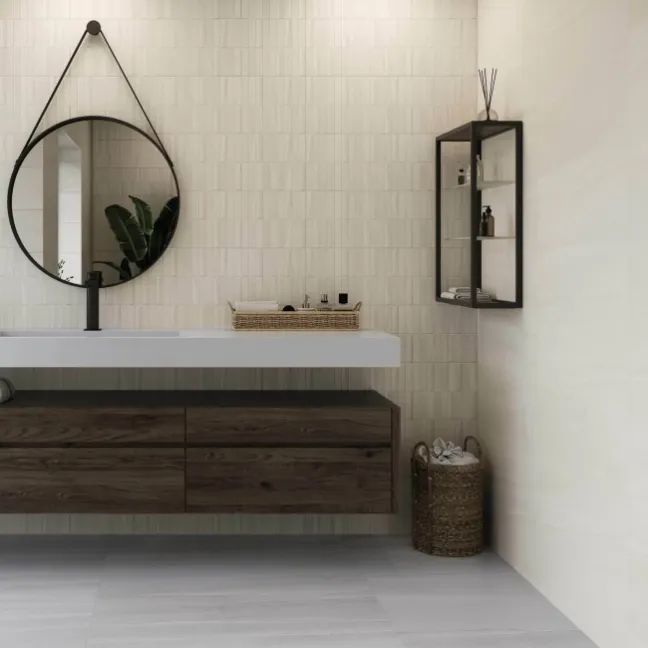 Burlington Stone Effect Cream Matt Ceramic Wall Tile