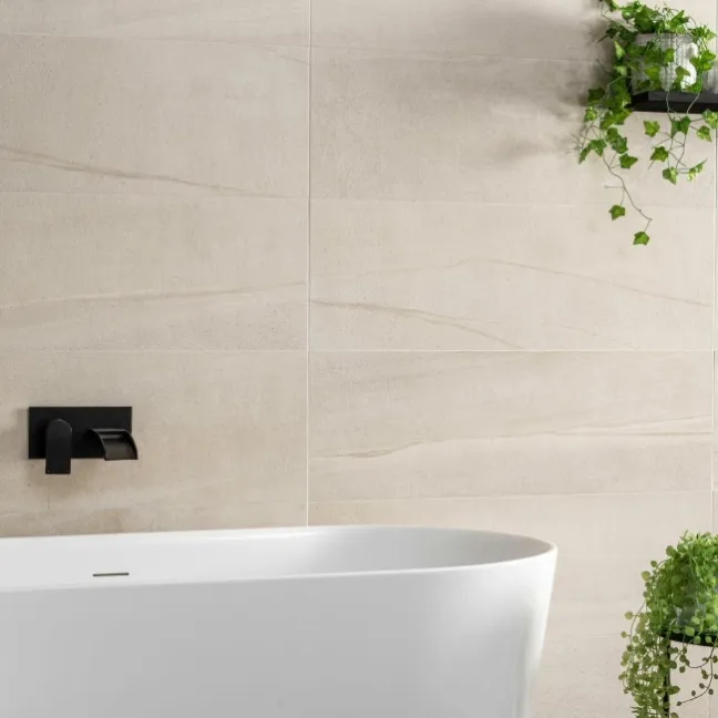 Burlington Stone Effect Cream Matt Ceramic Wall Tile