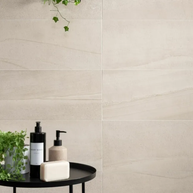 Burlington Stone Effect Cream Matt Ceramic Wall Tile