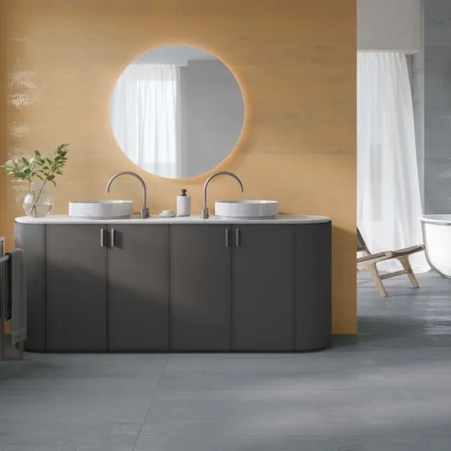 Enya Gold Concrete Effect Matt Porcelain Wall and Floor Tile