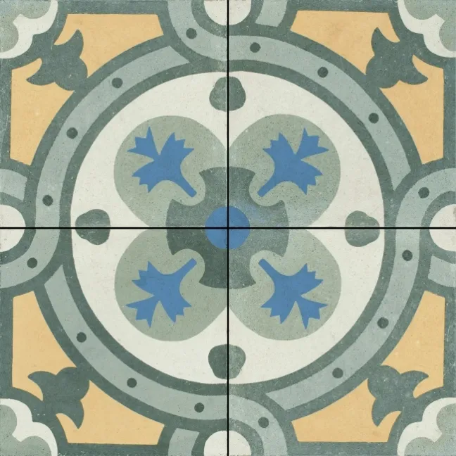 Granada Green Victorian Patterned  Matt Ceramic Floor Tile