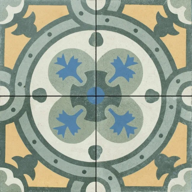 Granada Green Victorian Patterned  Matt Ceramic Floor Tile