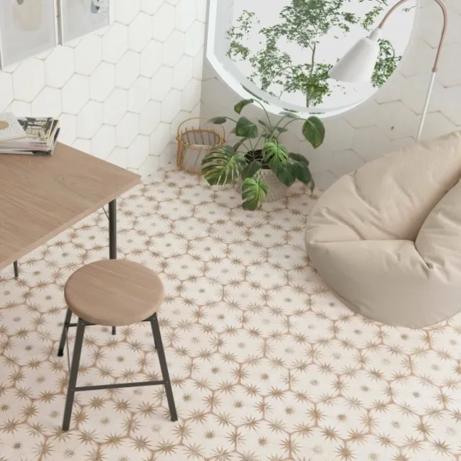 Lylia Terracotta Decor Hexagon Matt Wall and Floor Tile