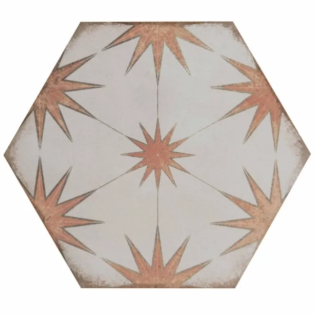 Lylia Terracotta Decor Hexagon Matt Wall and Floor Tile