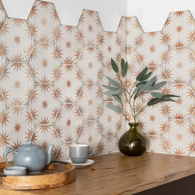 Lylia Terracotta Decor Hexagon Matt Wall and Floor Tile
