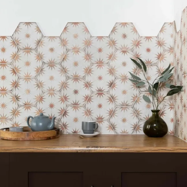 Lylia Terracotta Decor Hexagon Matt Wall and Floor Tile