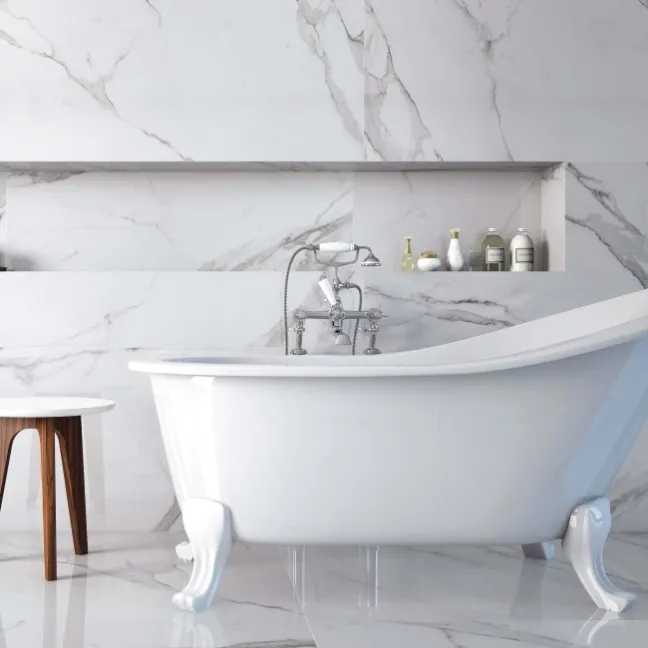 Place White Marble Effect Wall and Floor Tiles