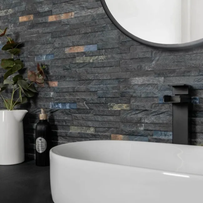 Rio Black Split Face Effect Italian Porcelain Wall Tile