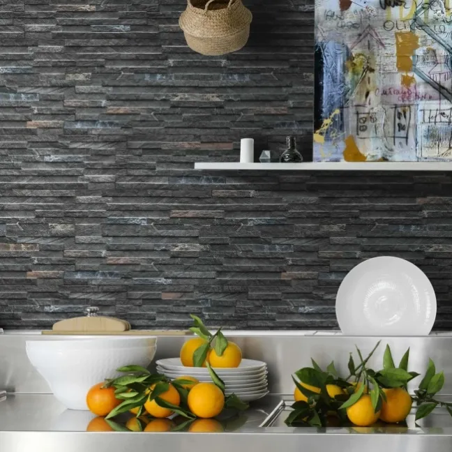 Rio Black Split Face Effect Italian Porcelain Wall Tile