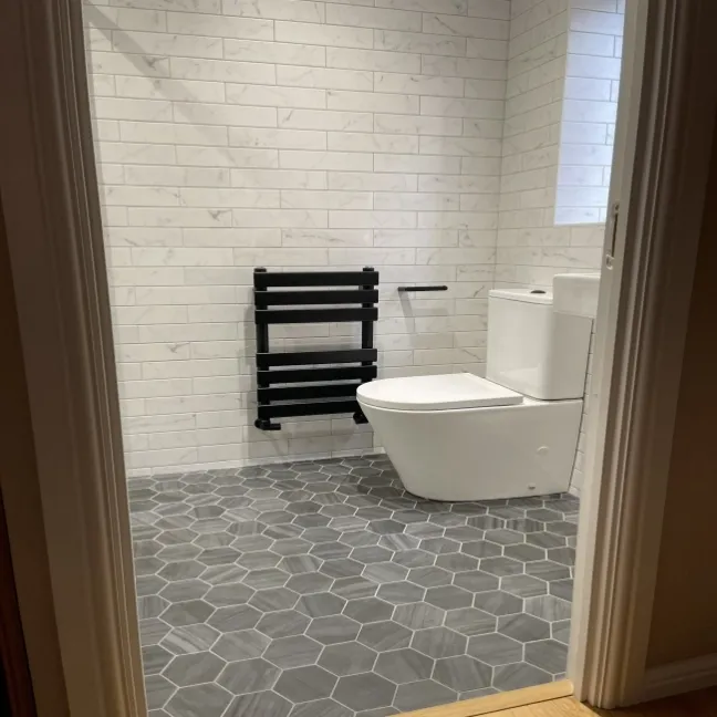 Lithos Dark Grey Hexagon Matt Marble Effect Porcelain Wall and Floor Tile