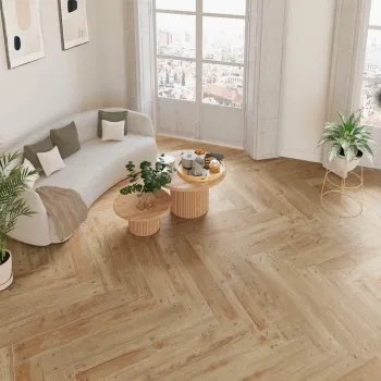 Reclaimed Natural Beige Oak Nailed Wood Effect Floor Tile