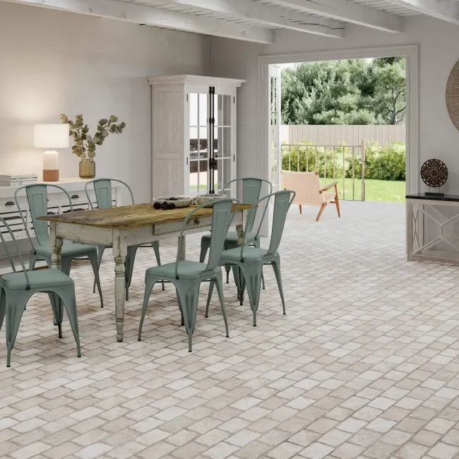 Bologna White Cobblestone Effect Matt Porcelain Wall Tile