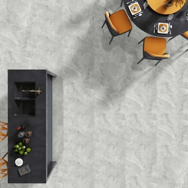 Immense Grey Stone Effect Polished Porcelain Floor Tile