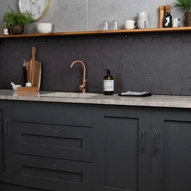 Kromatika Hexagon Black Porcelain Wall & Floor Tile