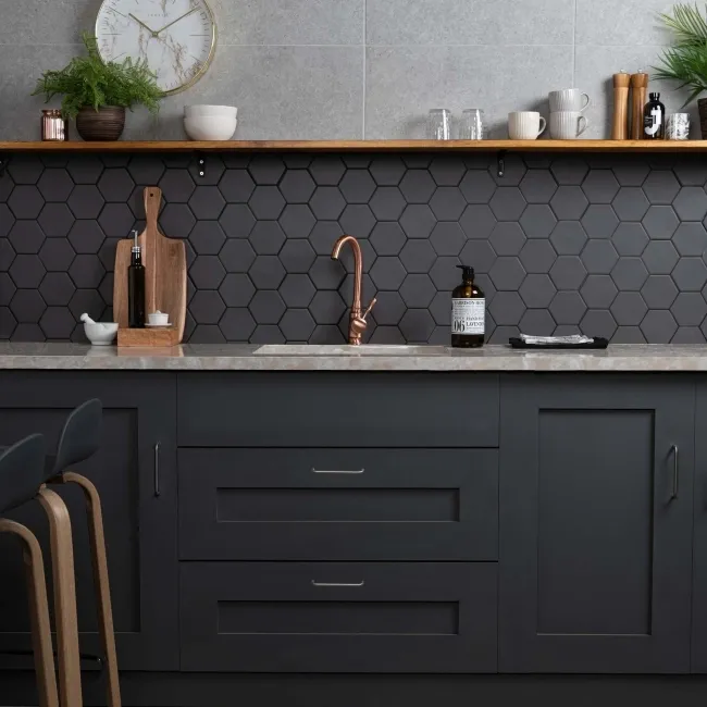 Kromatika Hexagon Black Porcelain Wall & Floor Tile
