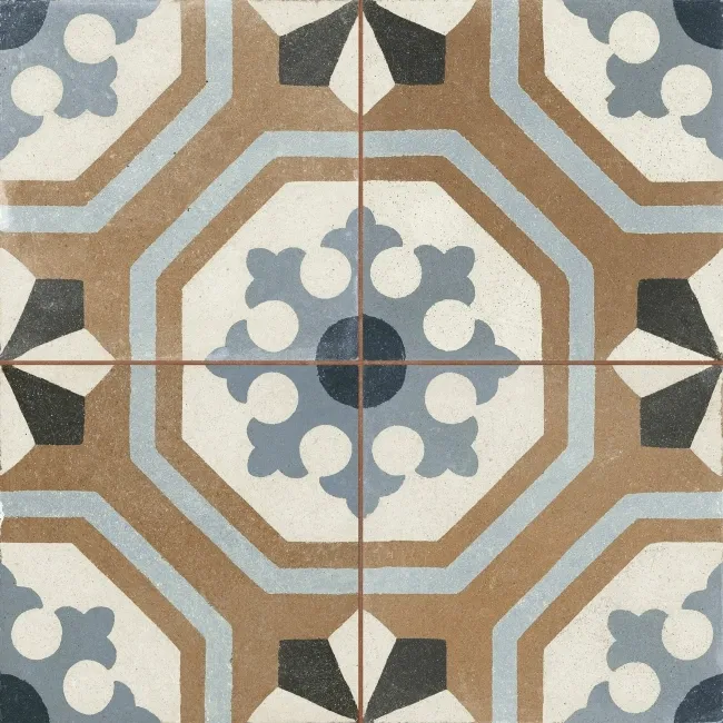 Osborne Blue Victorian Patterned  Matt Ceramic Floor Tile