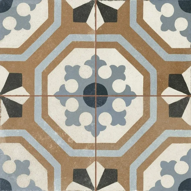 Osborne Blue Victorian Patterned  Matt Ceramic Floor Tile