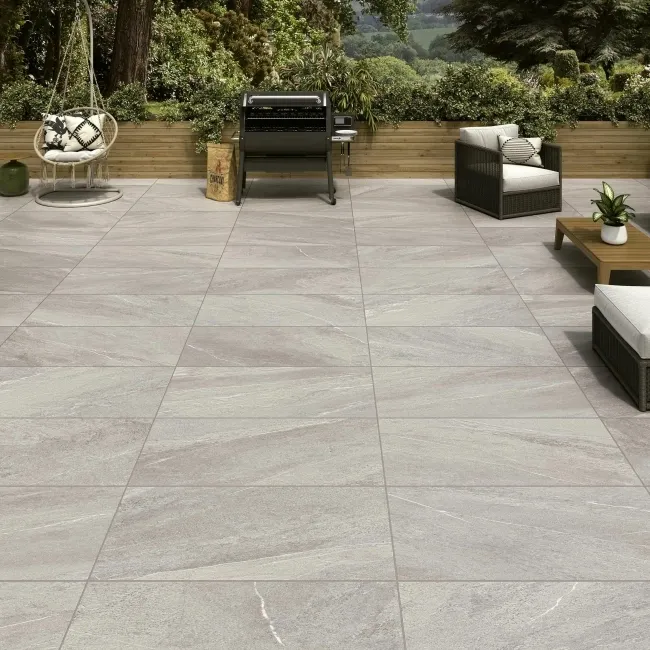 Sakhir Grey Stone Effect Matt Porcelain Large Outdoor Slab Tile