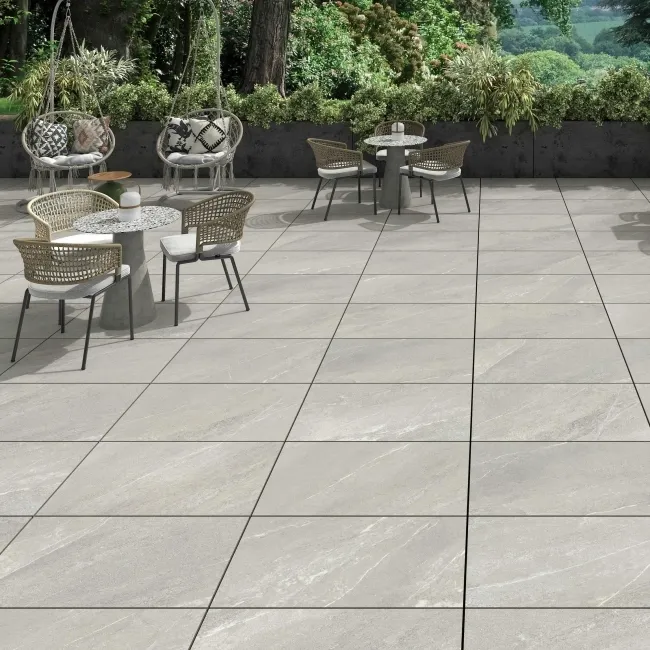 Sakhir Grey Stone Effect Matt Porcelain Large Outdoor Slab Tile