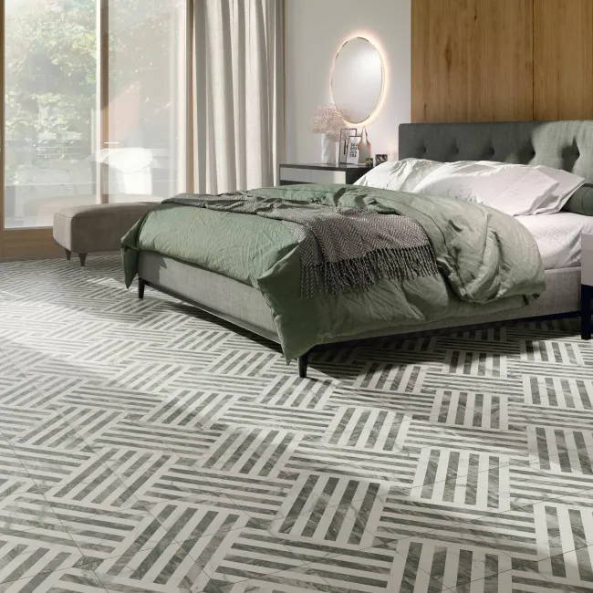 Salene Grey Patterned Matt Porcelain Wall and Floor Tile