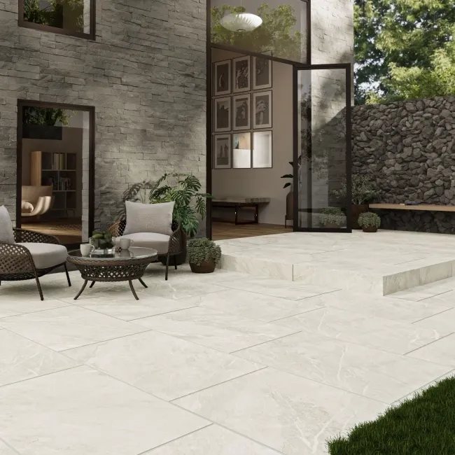Total Stone Ivory Stone Effect Matt Porcelain Outdoor Slab