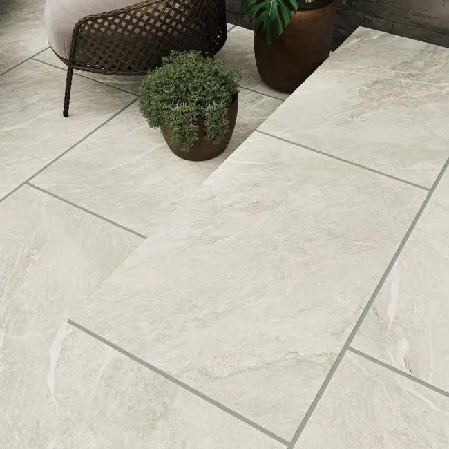 Total Stone Ivory Stone Effect Matt Porcelain Outdoor Slab