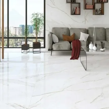 Golden White Marble Effect Polished Porcelain Floor Tile