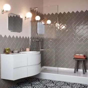 Metro Dark Grey Wall Tiles Bathroom Roomset