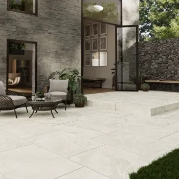 Total Stone Ivory Stone Effect Matt Porcelain Outdoor Slab