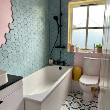 Kromatika Hexagon Bleu Clair Porcelain Wall & Floor Tile