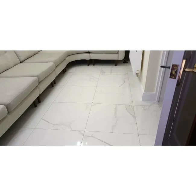Carrara White Gloss Marble Effect Rectified Vitrified Ceramic Floor Tile