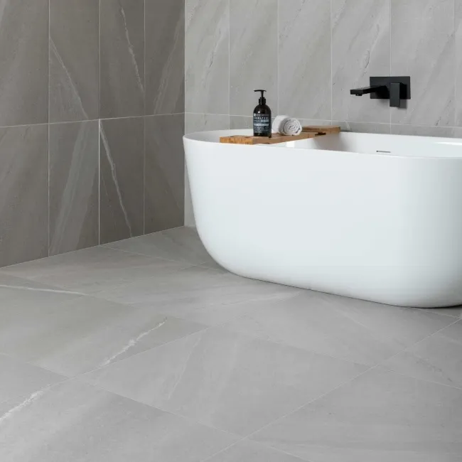 Allegro Grey Stone Effect Matt Porcelain Floor Tile