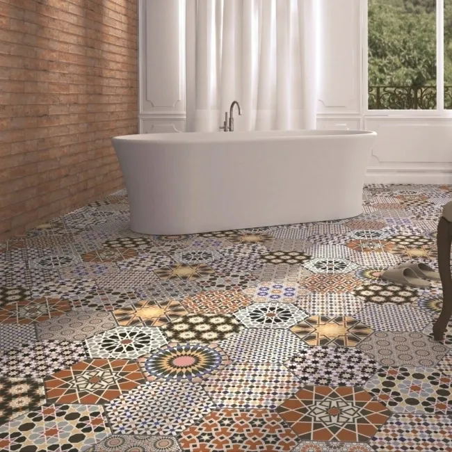 Andalucia Hexagon Patterned Porcelain Wall And Floor Tiles