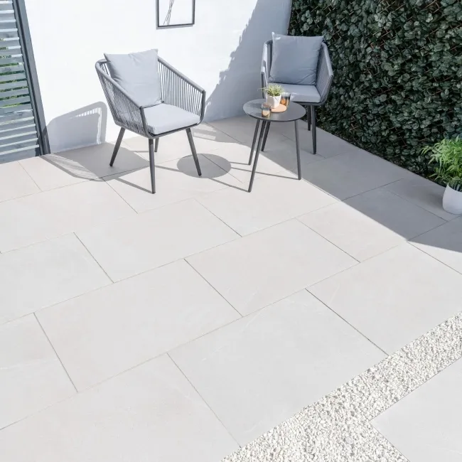 Bellevue Ivory Stone Effect Large Outdoor Porcelain Slab Tile