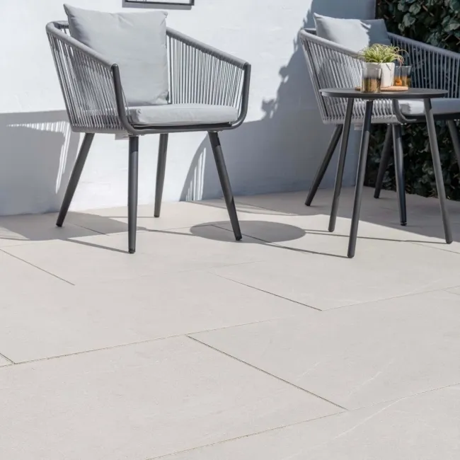 Bellevue Ivory Stone Effect Large Outdoor Porcelain Slab Tile