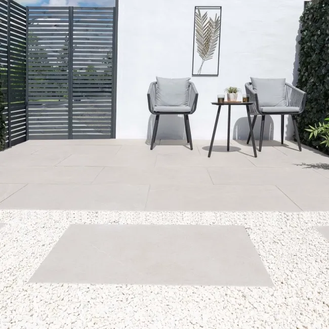 Bellevue Ivory Stone Effect Large Outdoor Porcelain Slab Tile