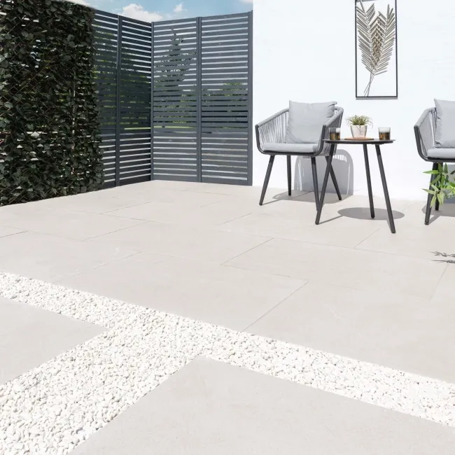 Bellevue Ivory Stone Effect Large Outdoor Porcelain Slab Tile