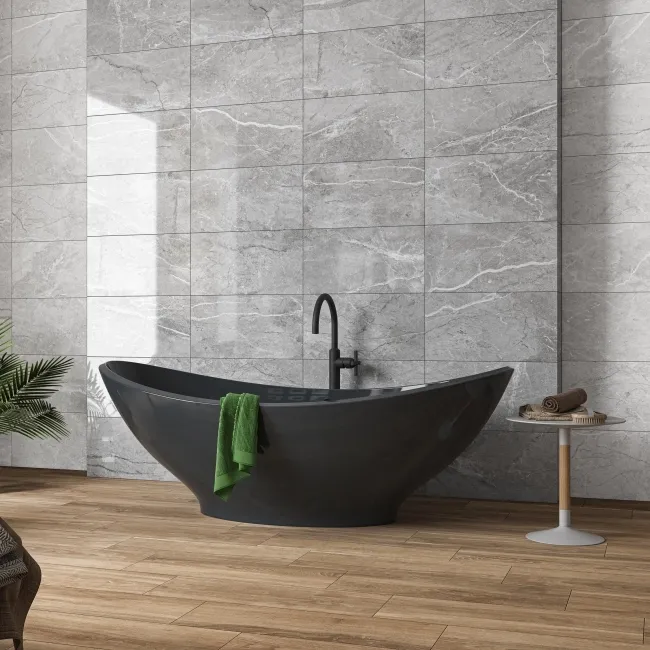 Bernini Grey Gloss Marble Effect Ceramic Wall Tile