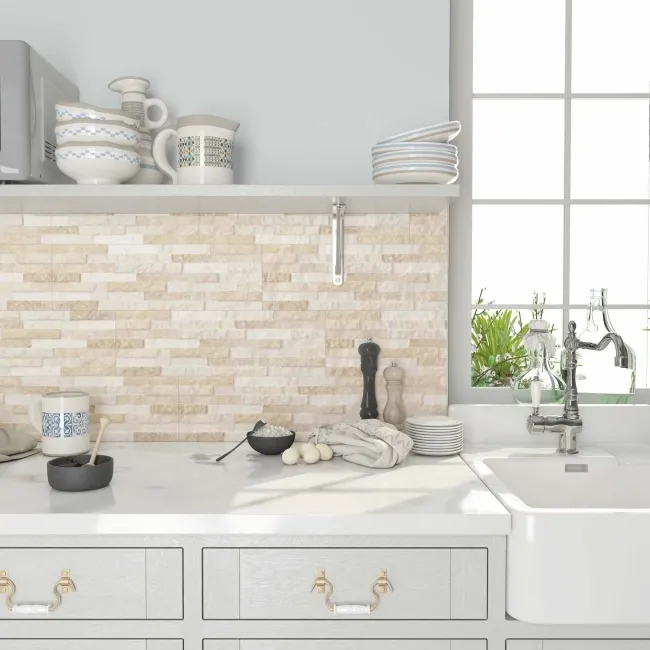 Brickstone Beige Matt Split Face Effect Porcelain Wall Tile